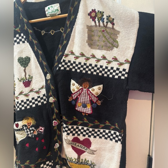 The Quacker Factory Vintage Embroidered Cardigan Sweater Size Large - Picture 3 of 5